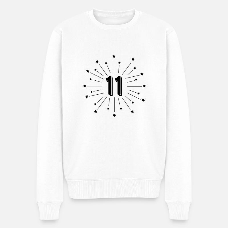 11. Stern Geburtstag - 11 Jahre Geschenk - Männer Premium Bio Pullover - Weiß