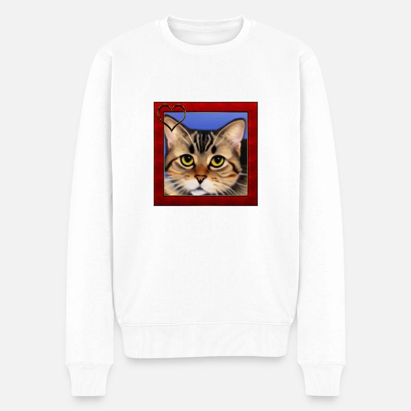 Portrait de chat 8 - Pull Premium bio Homme - blanc