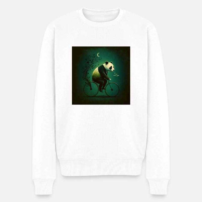 Eleganter Panda auf dem Fahrrad 4 - Männer Premium Bio Pullover - Weiß
