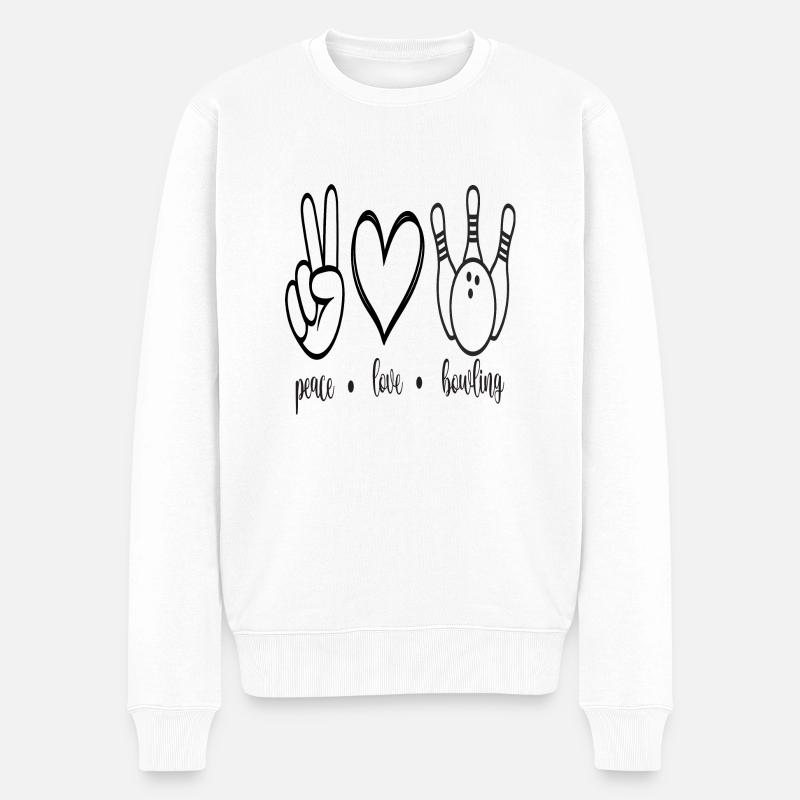 peace love bowling - Männer Premium Bio Pullover - Weiß