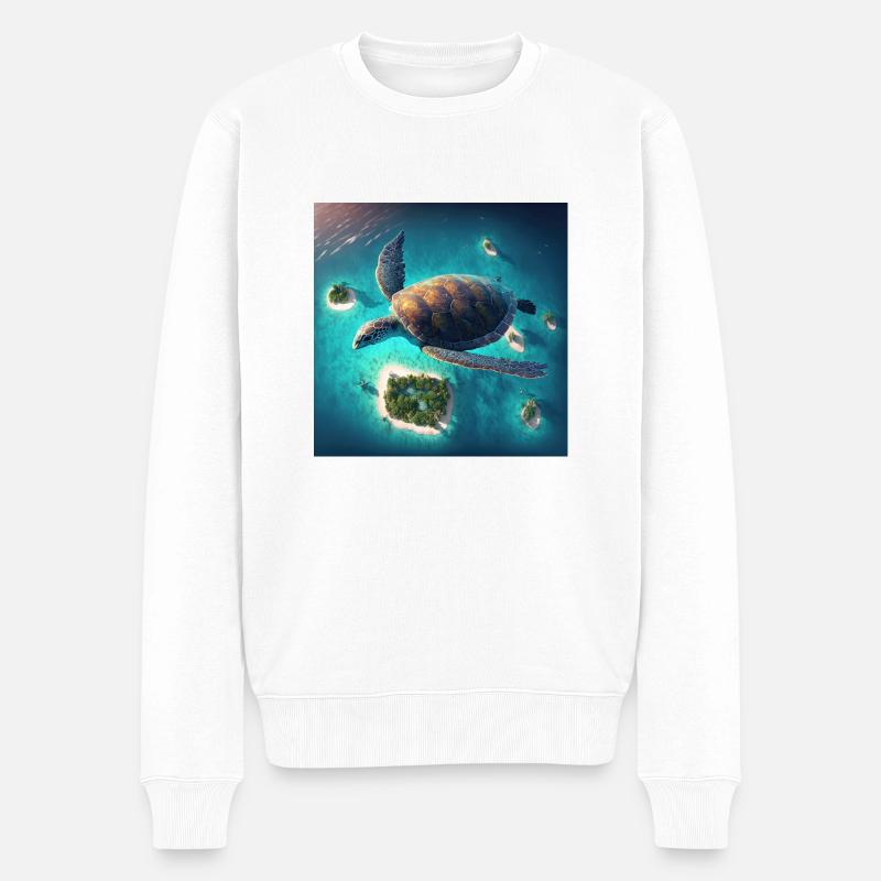 Die fliegende Schildkröte - Männer Premium Bio Pullover - Weiß