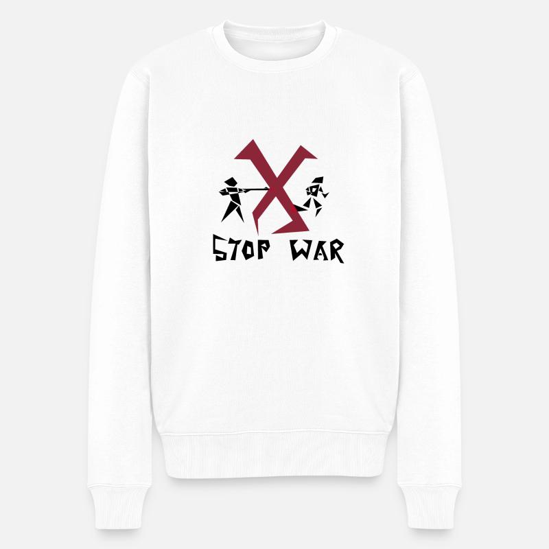 Stop war! - Männer Premium Bio Pullover - Weiß