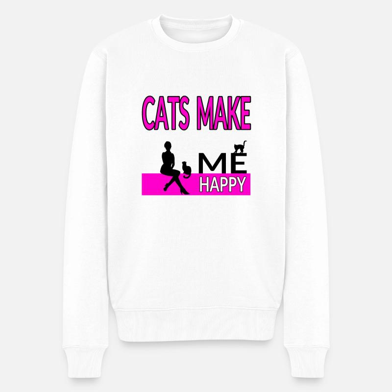 Katzen - Männer Premium Bio Pullover - Weiß
