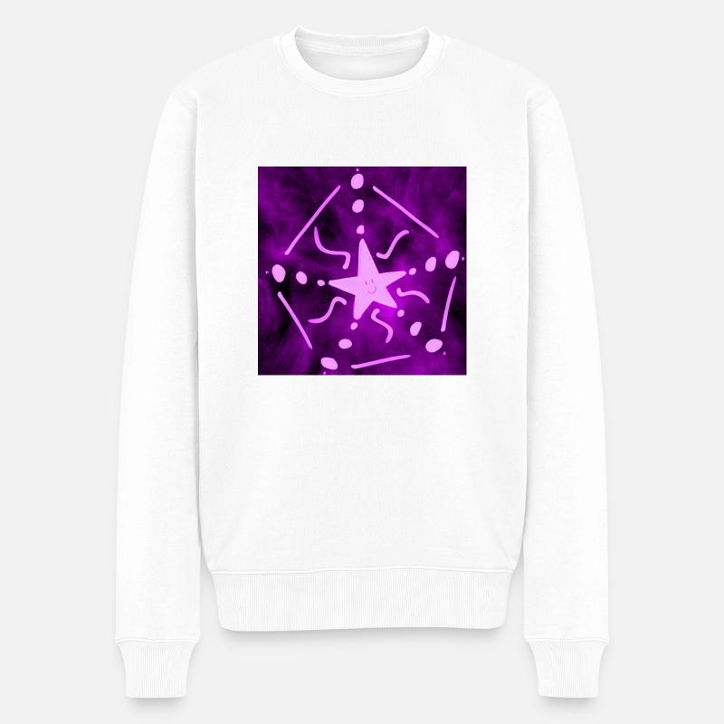 LILA STERN - Männer Premium Bio Pullover - Weiß