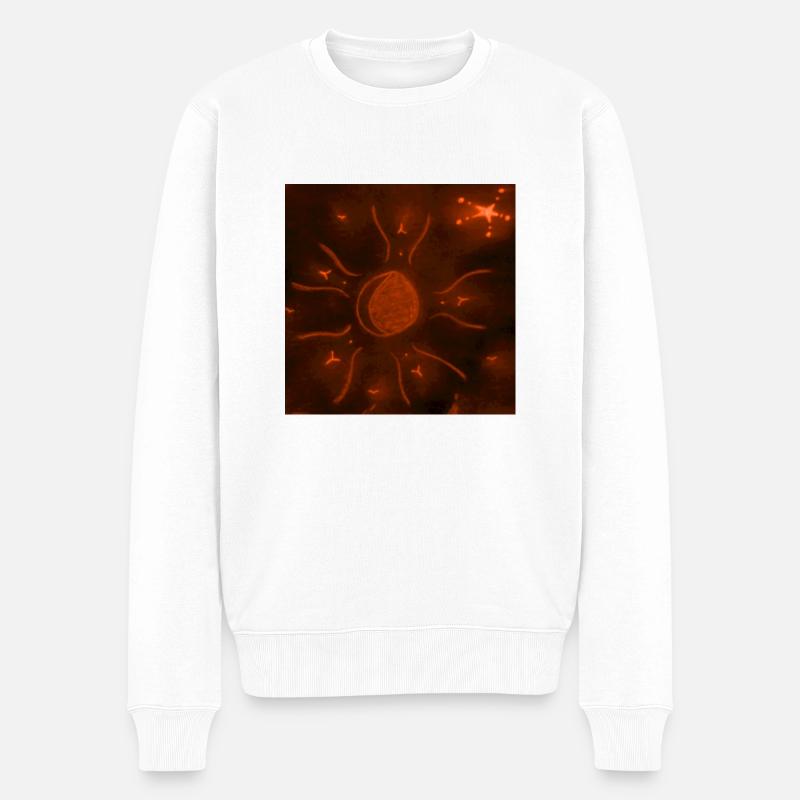ORANGEFARBENER STERNENMOND - Männer Premium Bio Pullover - Weiß