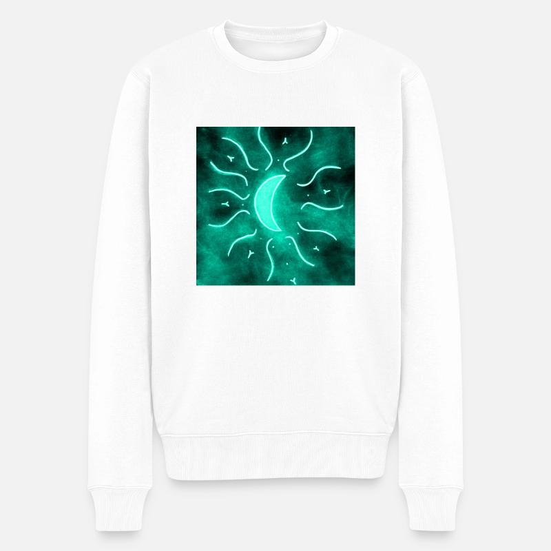 MOND MANDALA AZULITO - Männer Premium Bio Pullover - Weiß