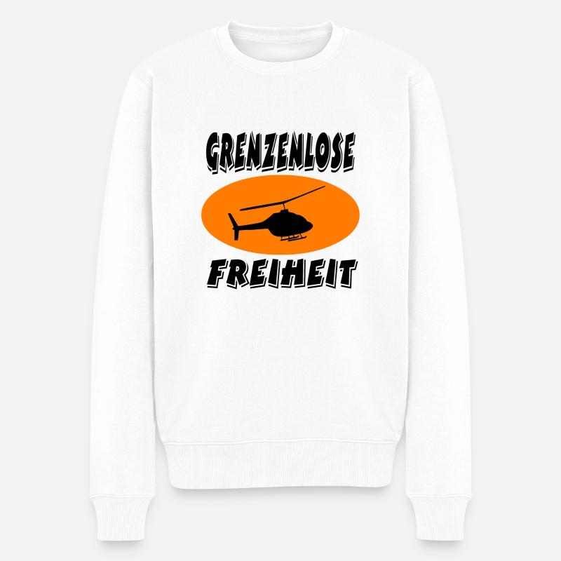 Hubschrauber - Männer Premium Bio Pullover - Weiß