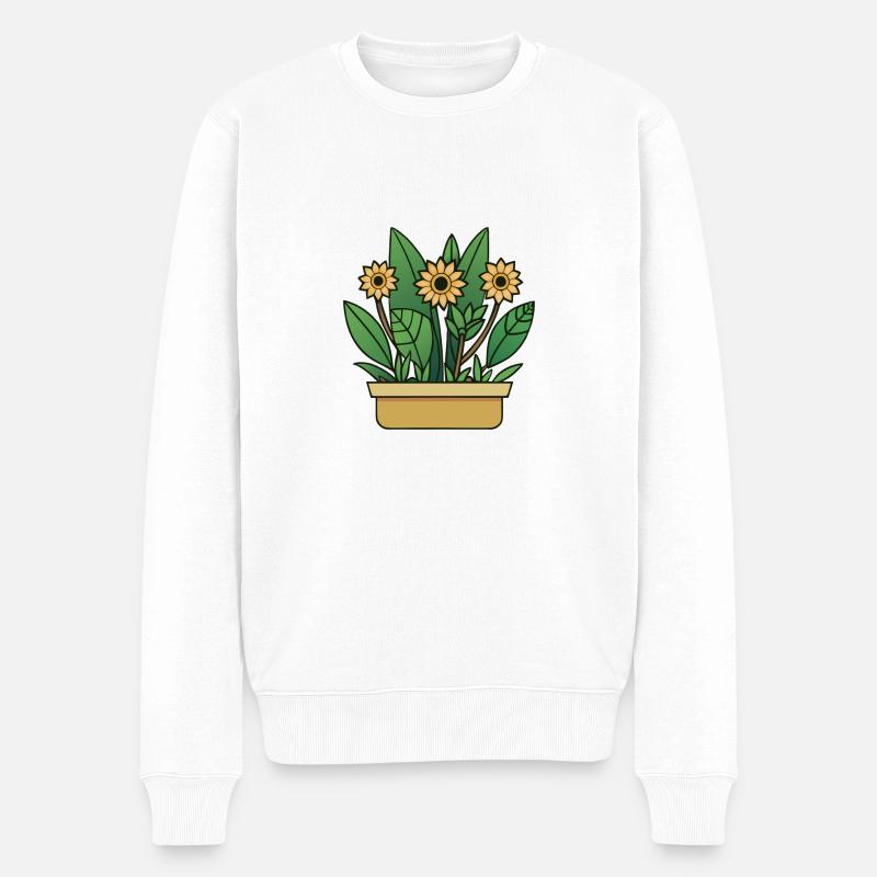 Sonnenblumen - Männer Premium Bio Pullover - Weiß