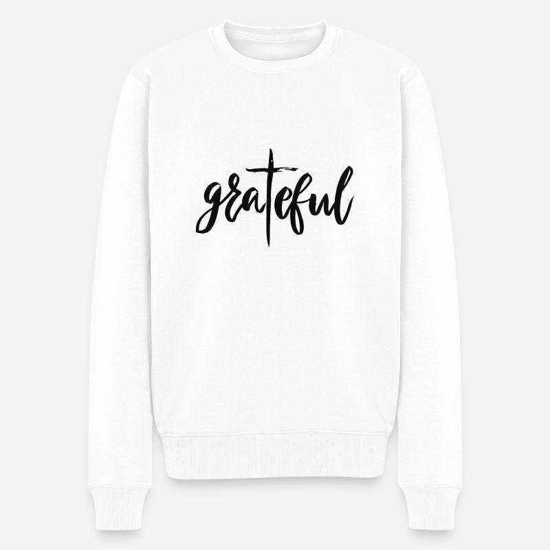 Grateful - Männer Premium Bio Pullover - Weiß