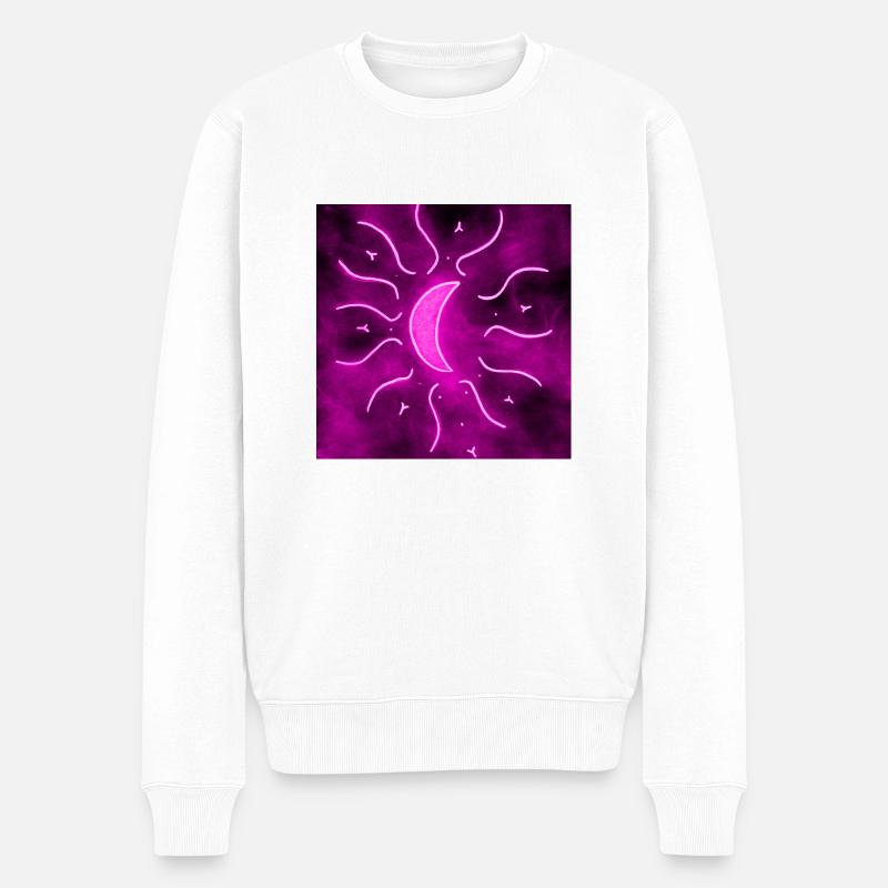 LUNE DE MANDALA VIOLETTE - Pull Premium bio Homme - blanc