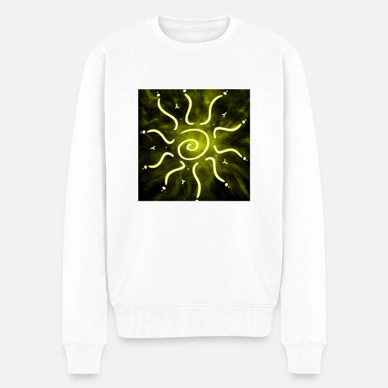 GELB HEISSE SONNE - Männer Premium Bio Pullover - Weiß