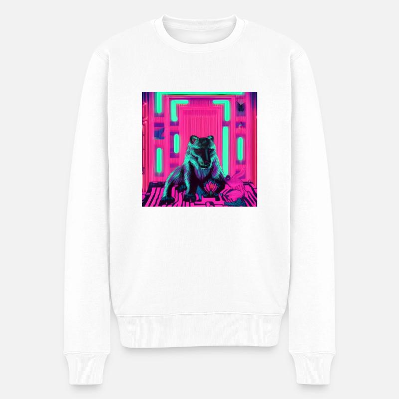 Wolf neon - Männer Premium Bio Pullover - Weiß