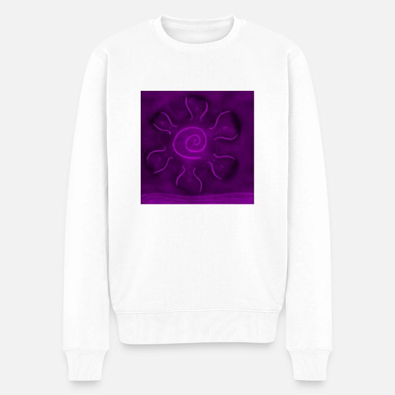 SONNE ÜBER DEM LILA MEER - Männer Premium Bio Pullover - Weiß