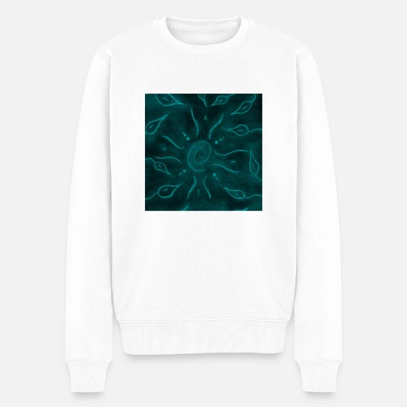 SOLEIL ET FLEURS BLEUES - Pull Premium bio Homme - blanc