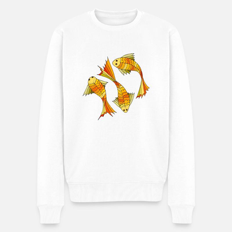 Fische - Männer Premium Bio Pullover - Weiß