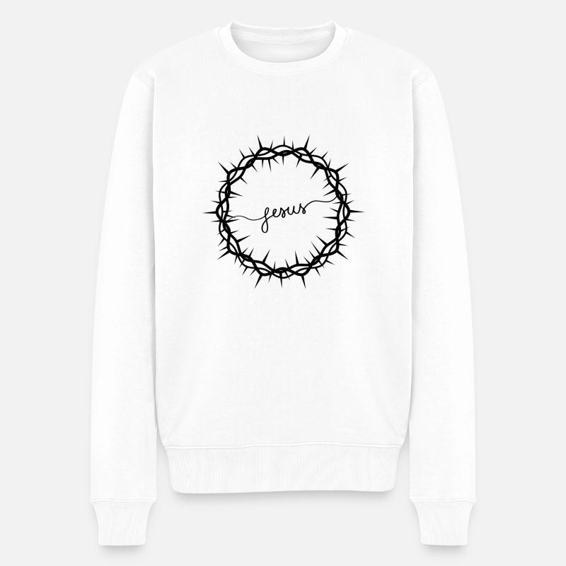 Jesus Kranz - Männer Premium Bio Pullover - Weiß