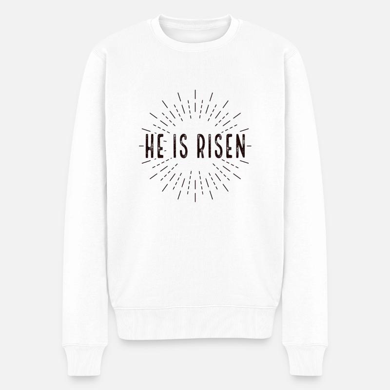 He is Risen - Männer Premium Bio Pullover - Weiß