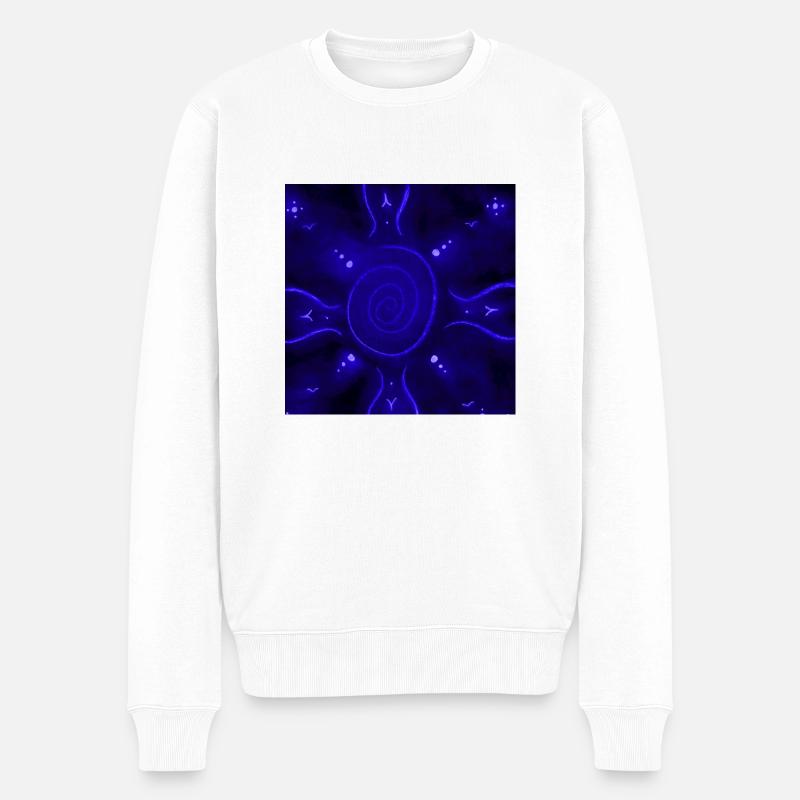 SONNIGES ELEKTRISCHES MANDALA - Männer Premium Bio Pullover - Weiß