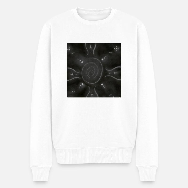 SONNIGES MANDALA - Männer Premium Bio Pullover - Weiß