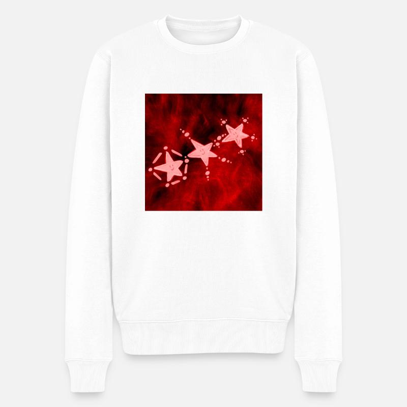 DREI ROTE STERNE - Männer Premium Bio Pullover - Weiß