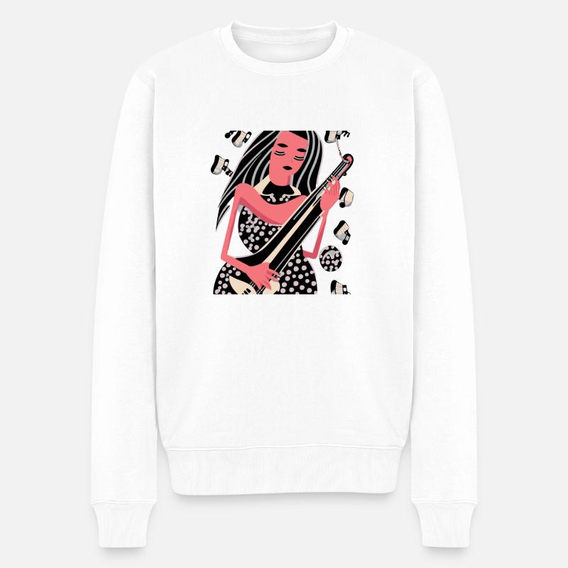 Musik Mädchen - Männer Premium Bio Pullover - Weiß