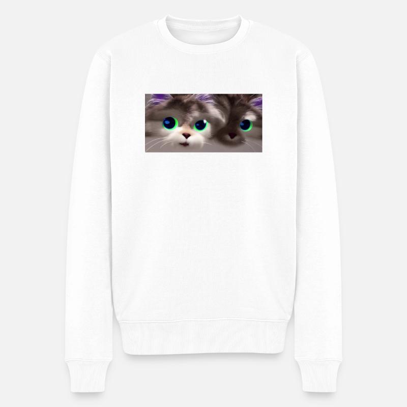 Hi Cat - Männer Premium Bio Pullover - Weiß