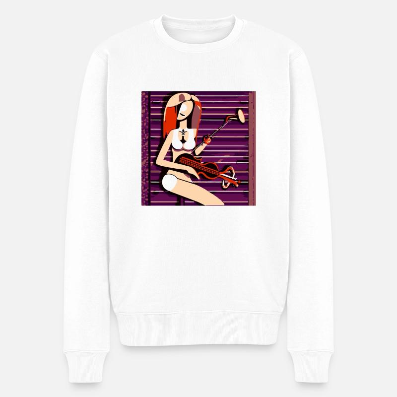 Musik-Mädchen - Männer Premium Bio Pullover - Weiß