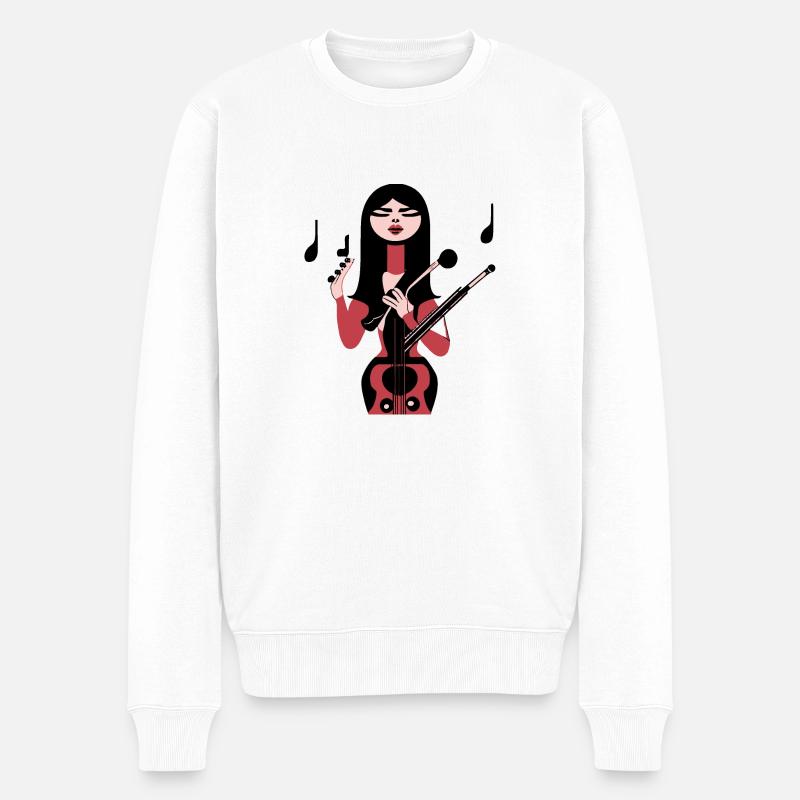 Musik Mädchen - Männer Premium Bio Pullover - Weiß