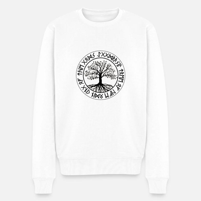Yggdrasil Baum des Lebens Wikinger Nordisch - Männer Premium Bio Pullover - Weiß