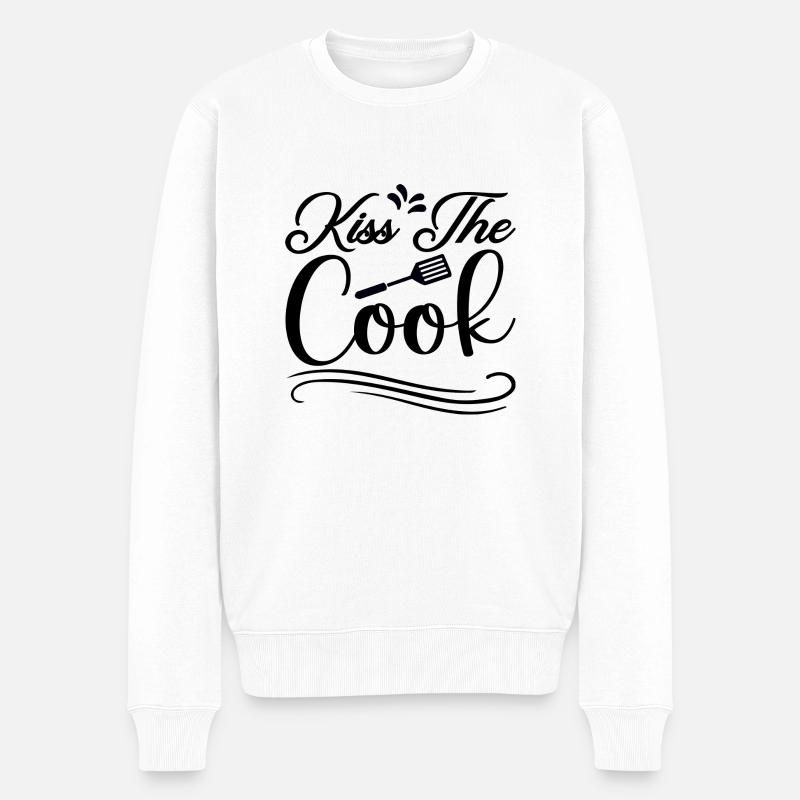 Kiss the Cook - Männer Premium Bio Pullover - Weiß