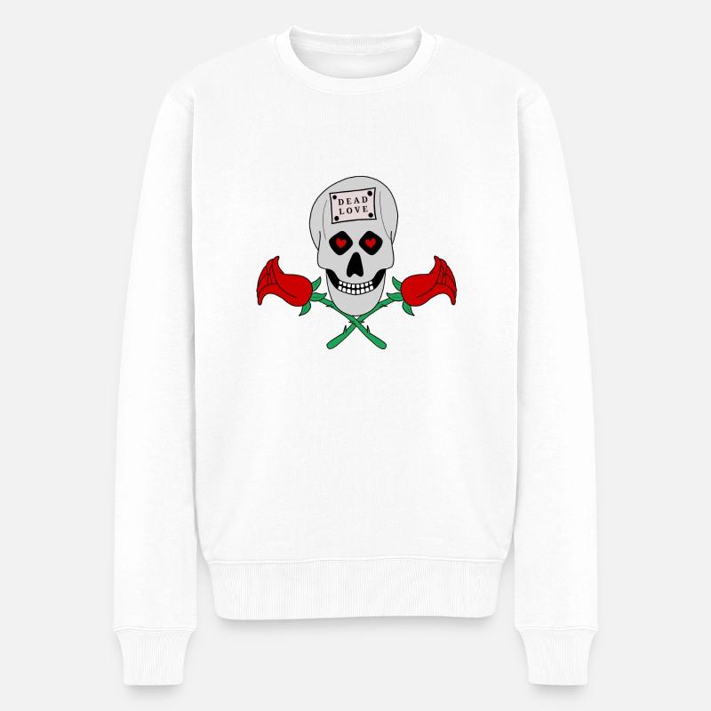 Dead Love - Totenkopf - Männer Premium Bio Pullover - Weiß