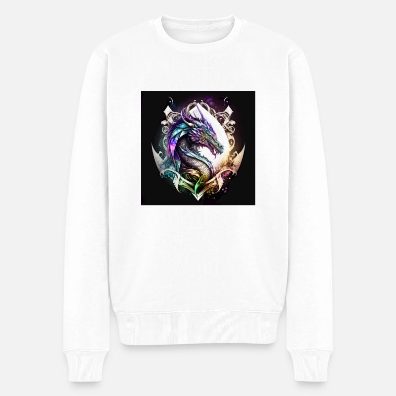 Mystischer Drache - Männer Premium Bio Pullover - Weiß