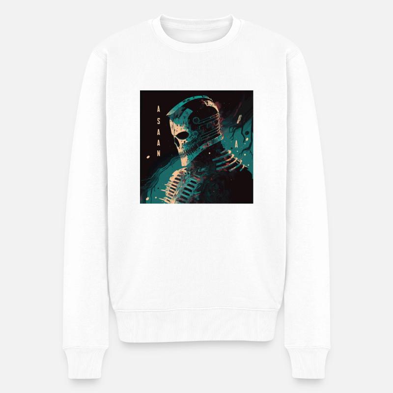 Roboterschädel - Männer Premium Bio Pullover - Weiß