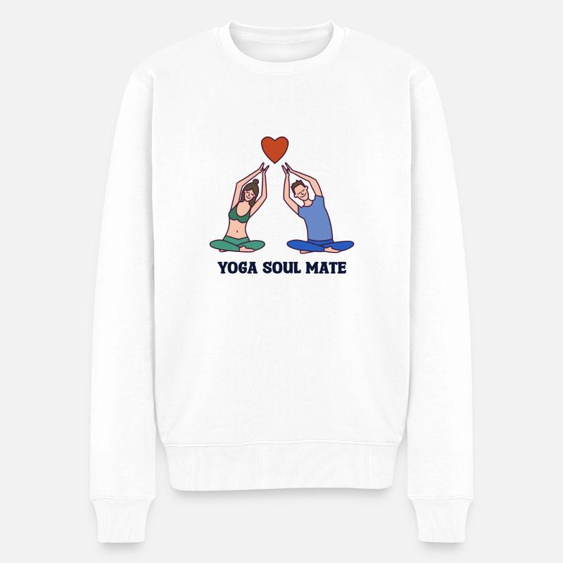 YOGA SOUL MATE - Männer Premium Bio Pullover - Weiß