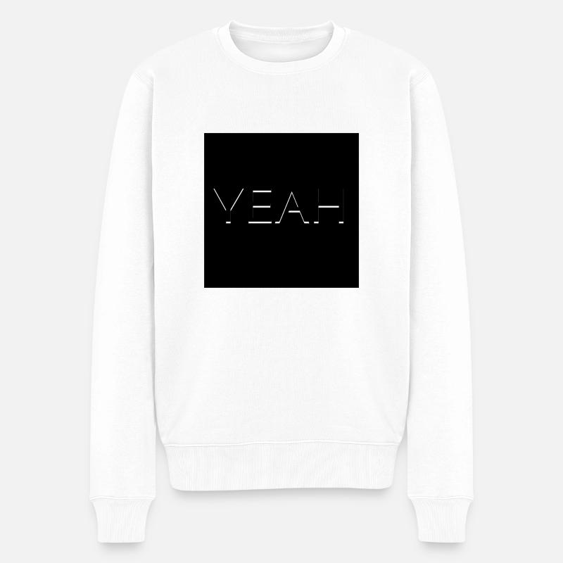 Yeah (Schwarz) - Männer Premium Bio Pullover - Weiß