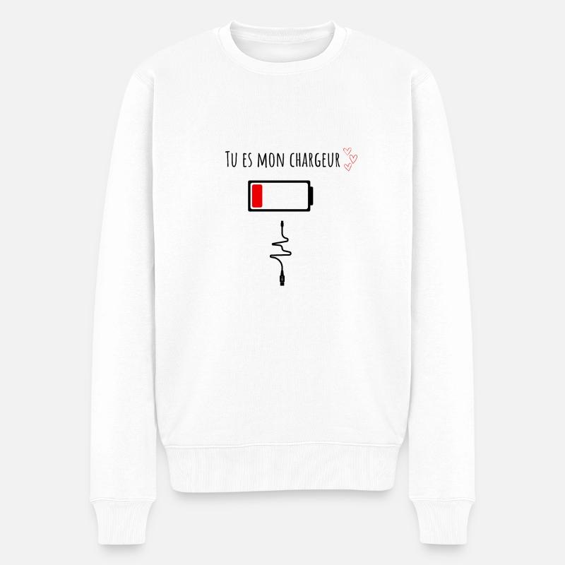 tu es mon chargeur-amour - Pull Premium bio Homme - blanc