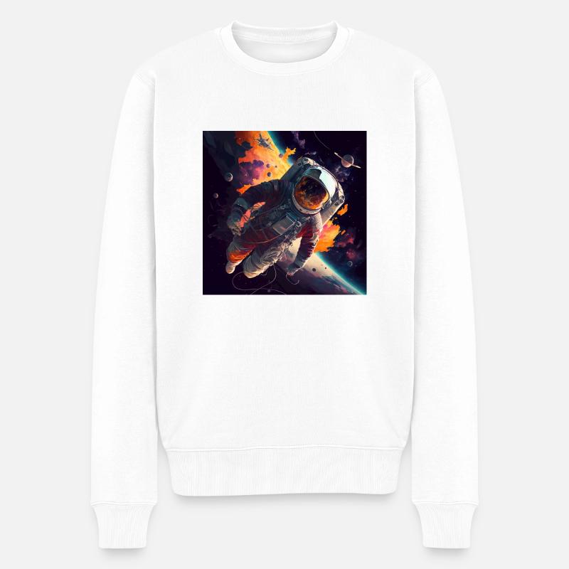 Fliegender Astronaut - Männer Premium Bio Pullover - Weiß