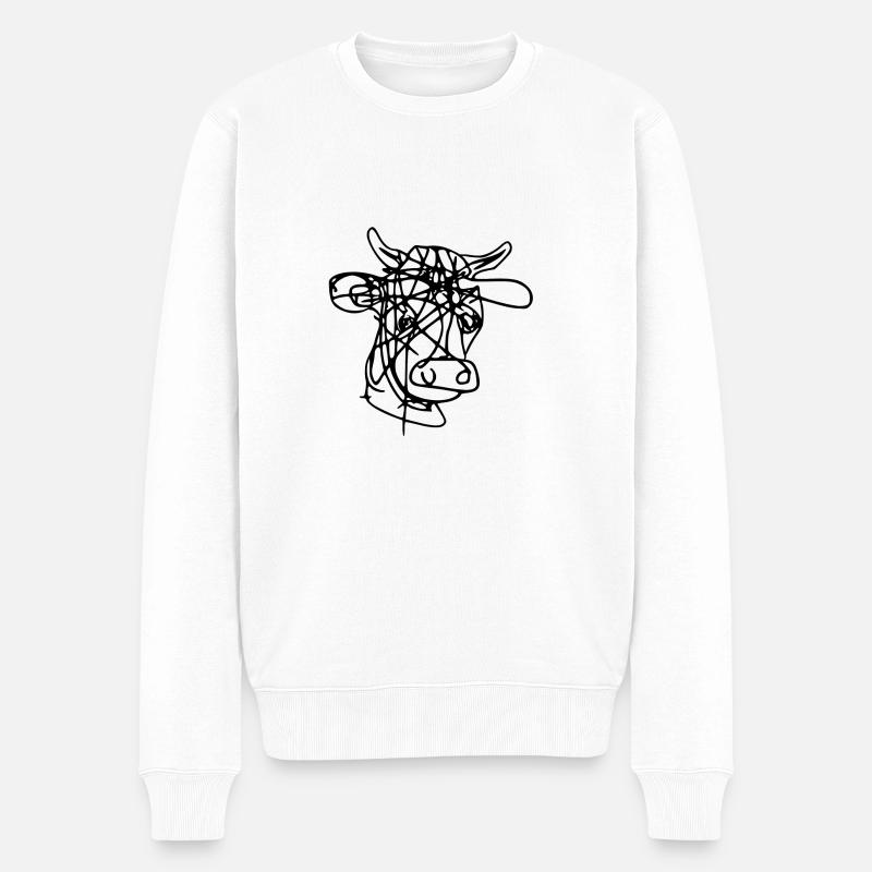 Kuhkopf - Männer Premium Bio Pullover - Weiß