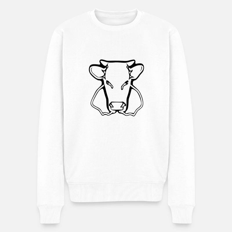 Kuhkopf - Männer Premium Bio Pullover - Weiß
