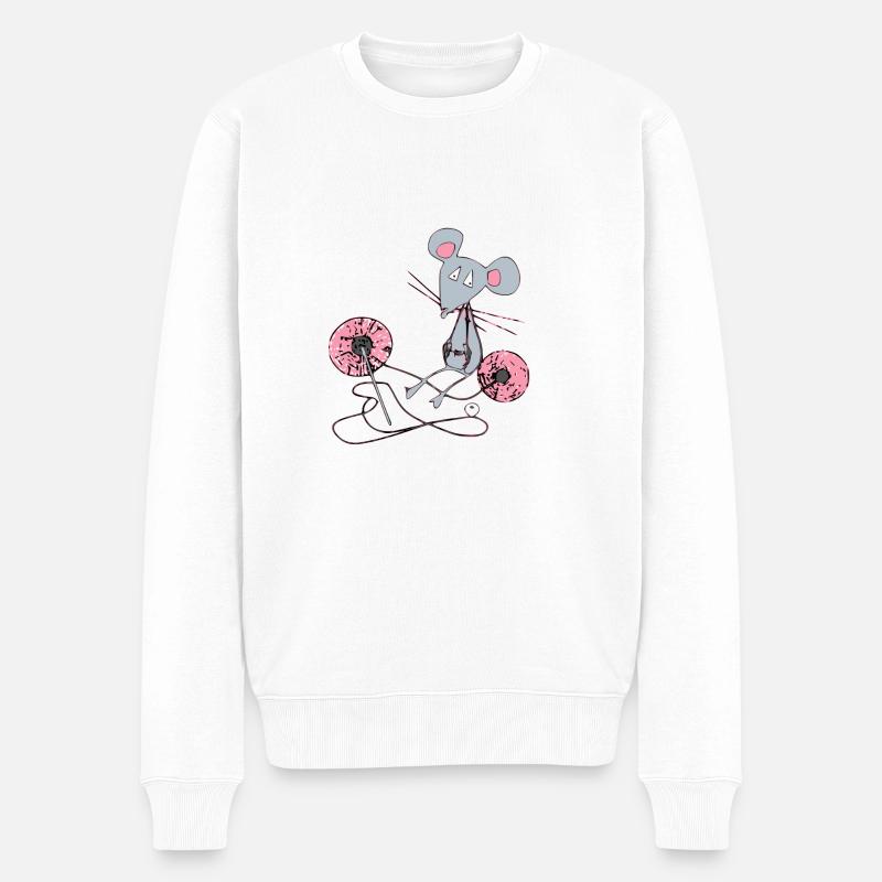 Mimi die traurige Maus - Männer Premium Bio Pullover - Weiß