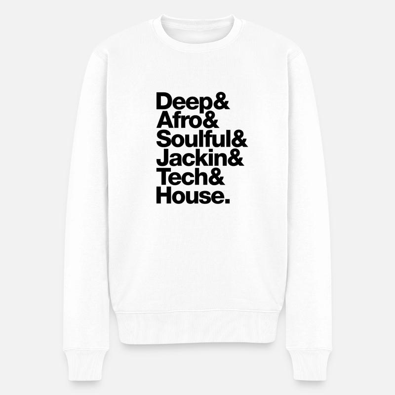Deep Afro Soulful Jackin Tech House - Männer Premium Bio Pullover - Weiß