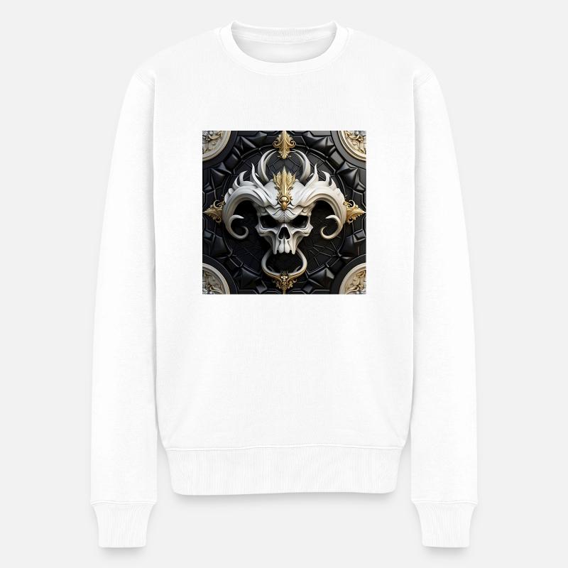 Totenkopftür - Männer Premium Bio Pullover - Weiß