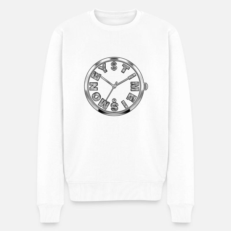 Zeit ist Geld - Männer Premium Bio Pullover - Weiß