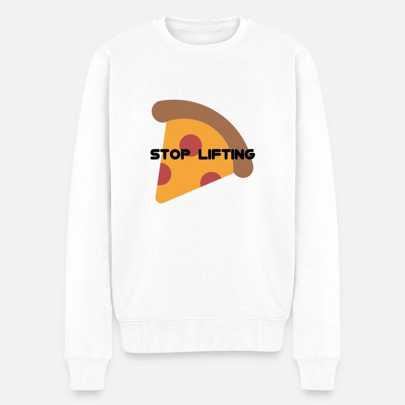 ARRÊTEZ DE SOULEVER LA PIZZA - Pull Premium bio Homme - blanc