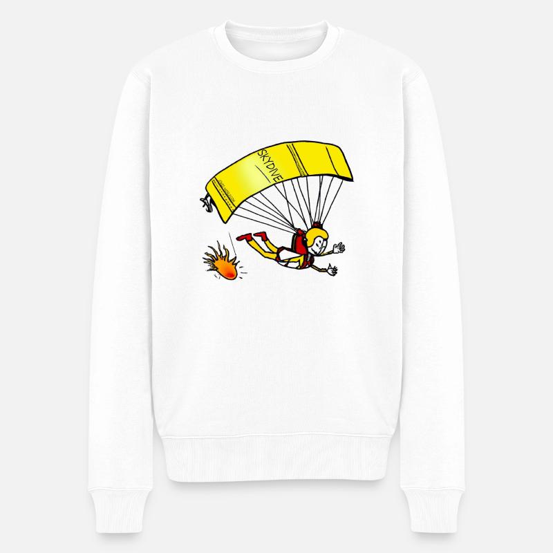 Skydive - Fallschirmspringer Comic - Männer Premium Bio Pullover - Weiß