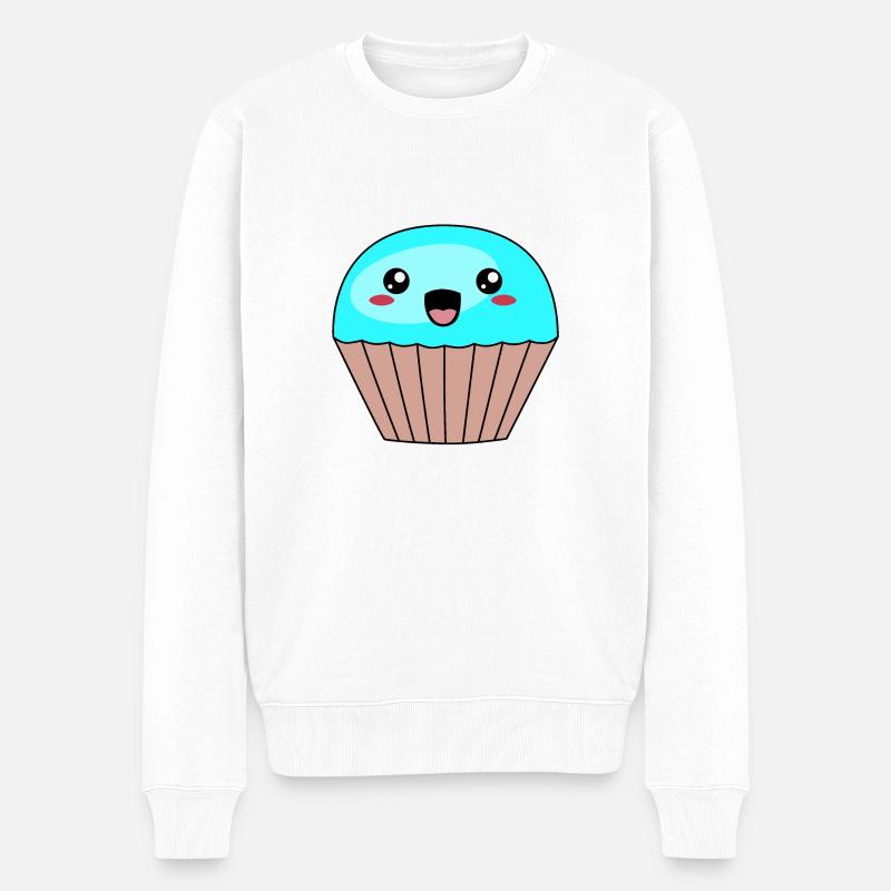 süßer blauer Muffin - Männer Premium Bio Pullover - Weiß