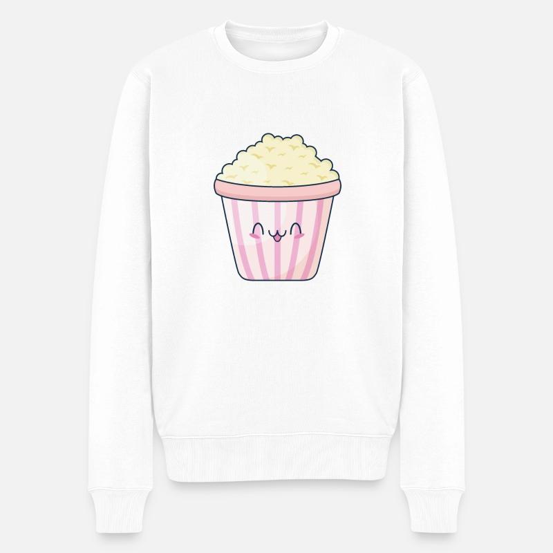 süßes Popcorn - Männer Premium Bio Pullover - Weiß