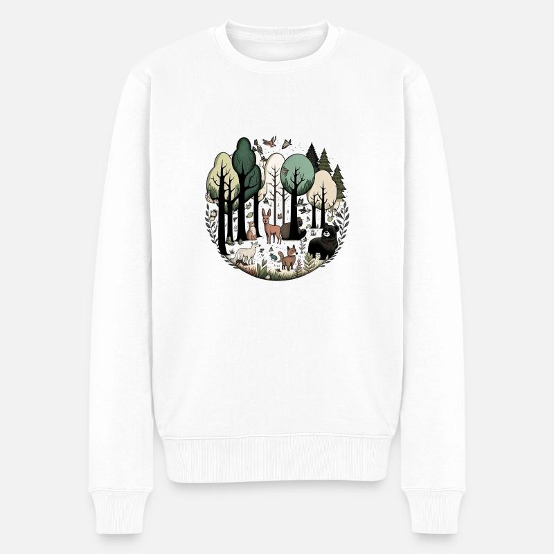 Animaux de la forêt - Pull Premium bio Homme - blanc