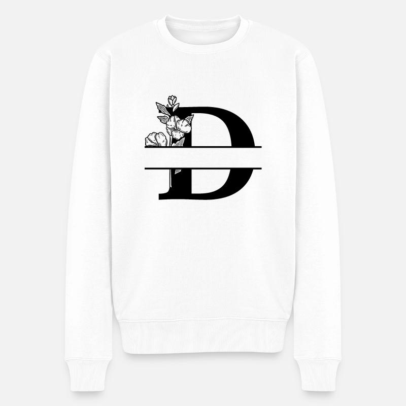 Personalisierter Blumenbuchstabe D - Männer Premium Bio Pullover - Weiß