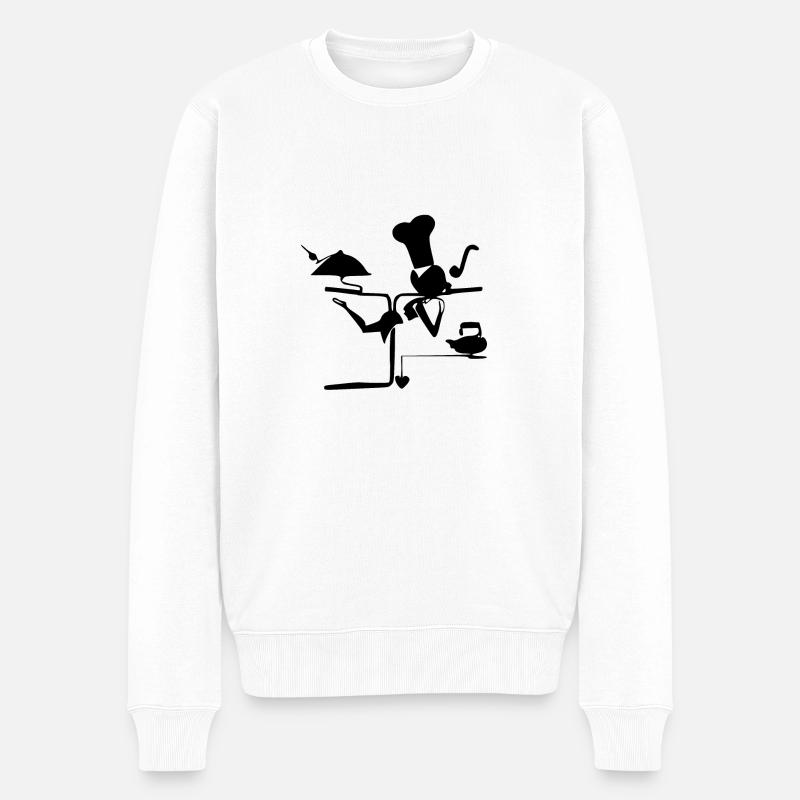 Die unwirkliche Kellnerin - Männer Premium Bio Pullover - Weiß